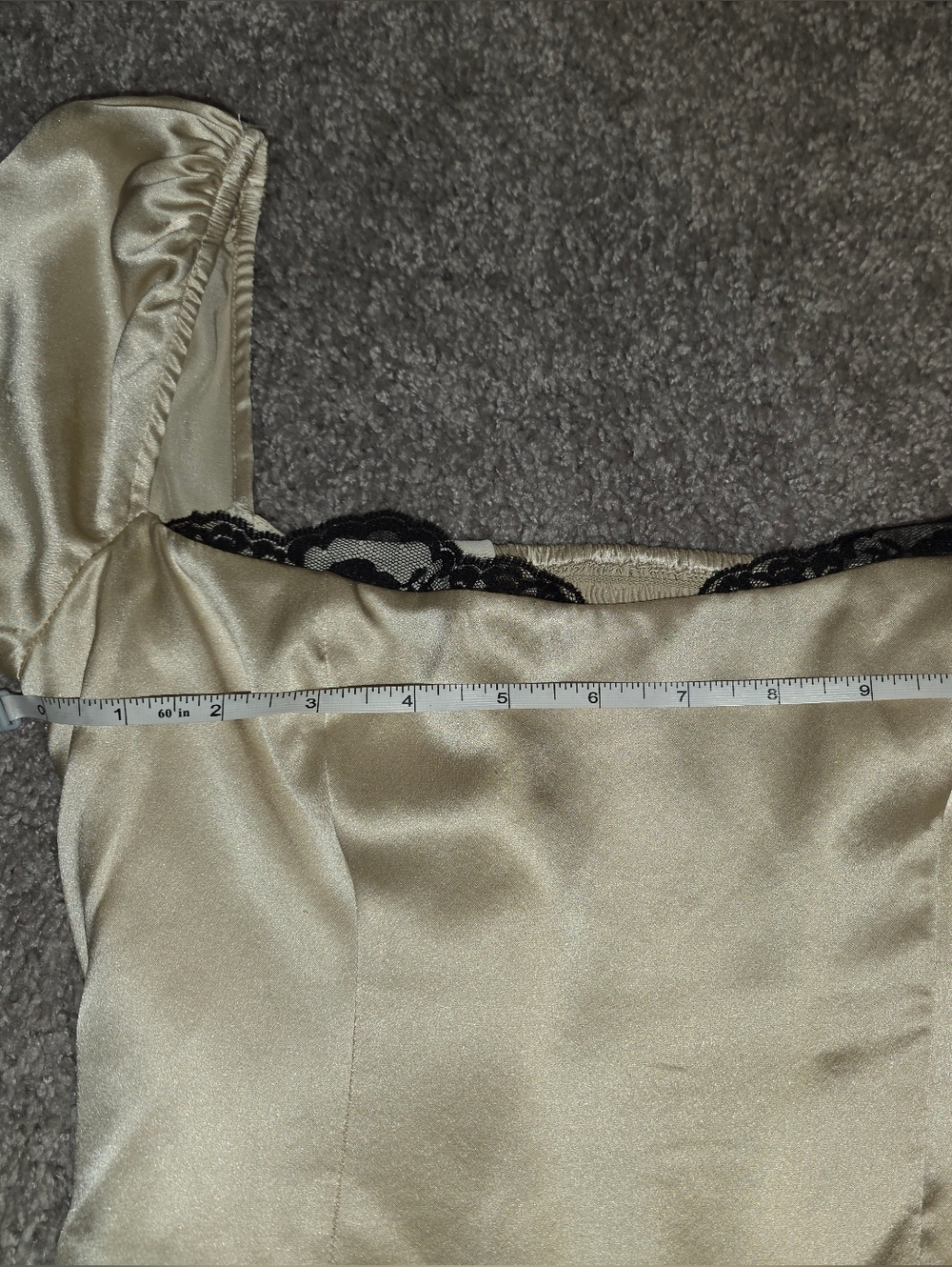 Reformation Cream Silk Blouse with Contrast Lace Trim - Picture 15 of 16